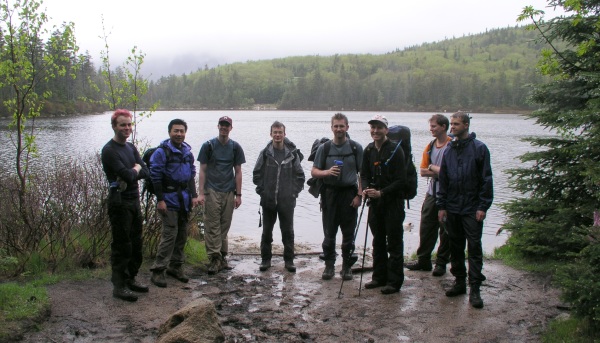 People in front of Lonesome Lake